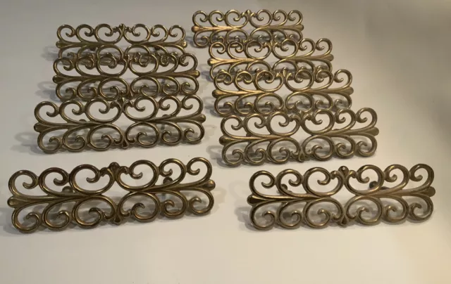 9 Vintage 60s Large 6.5 “ Ornate French Provincial Brass Drawer Pulls  3.5 OC