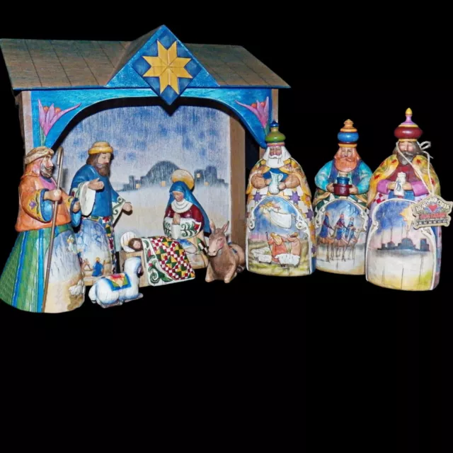 Jim Shore 2003 Freude Zum World! 10 Teile Nativity Set Enesco Kernholz Creek 2