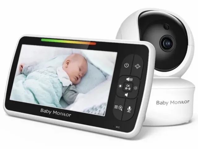 Smart Video Baby Monitor Camera Night Vision 2-Way Audio 5" LCD PAN Tilt Zoom