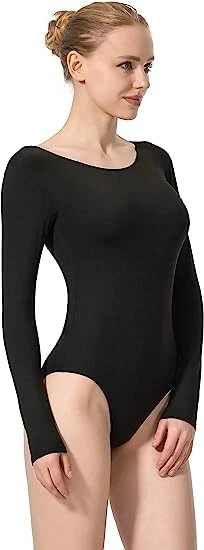 MOLLDAN Women Basic Dance Leotard Long Sleeve Adult Team Short Sleeve Ballet Leo