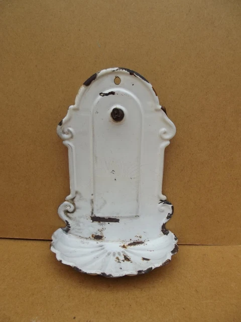 Porte savon ancien en métal émaillé - Décoration