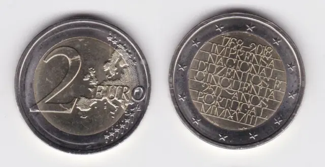 2 Euro Gedenkmünze Portugal 2018 Nationale Druckerei Stgl. (143117)