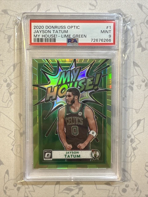 20-21 Jayson Tatum Donruss Optic Lime Green Prizm My House /149 PSA 9