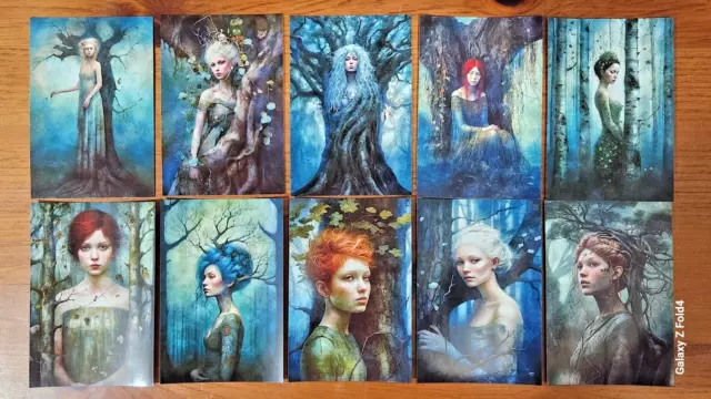 Set of 10 NEW Nordic Tree Girls Postcards, Glamour, Great for Postcrossing