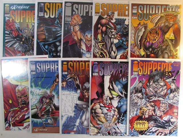 Supreme Lot of 10 #1,2,3,4,8,9,10,11b,15,17 Image (1992) Comic Books