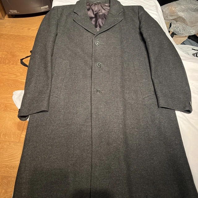 Manteau Homme En Laine Crombie Aberdeen - Taille 44, Occasion Très Bon état, Gris Foncé