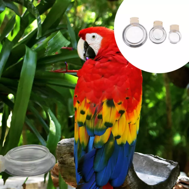 1 Set small transparent dish reptiles bird cage hanging bowl birdcage food cup 3