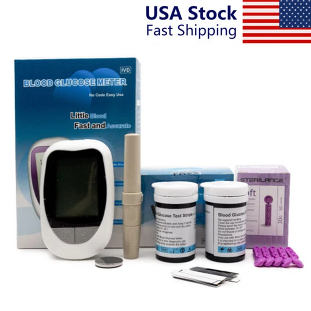 BLOOD GLUCOSE METER Kit Monitor with 50 Sterile Lancets+Test