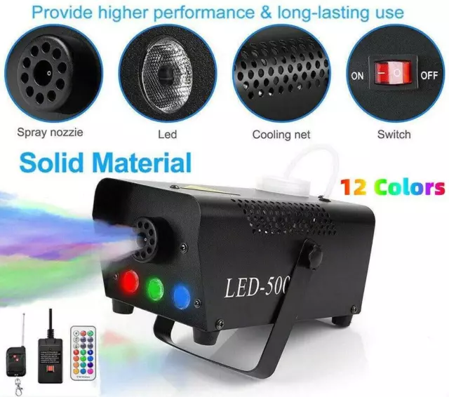 Smoke Machine RGB LED Party Club Disco DJ Effect Wireless Control-500W Fogger