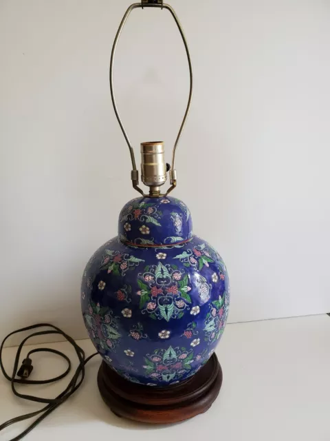 Vintage Oriental Ginger Jar Porcelain Table Lamp