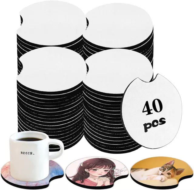 40 PCS Sublimation Blank Car Coasters, 2.75 in Circular Opening for Thermal Subl