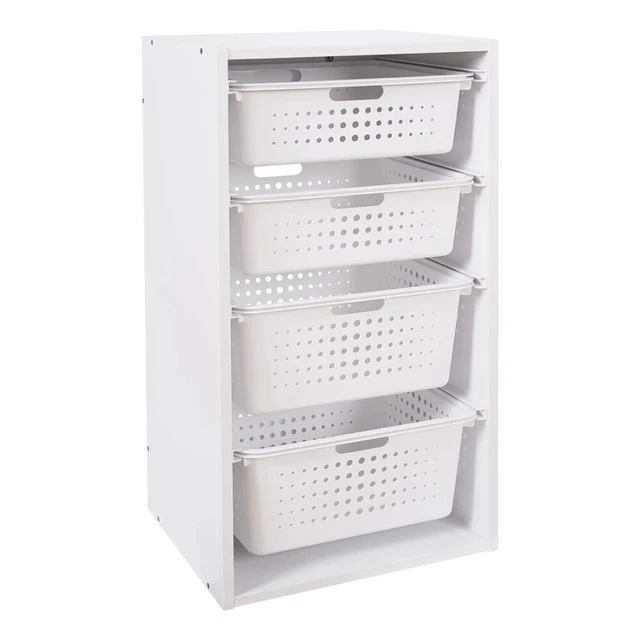 Detachable Toy Storage Box,Kids Sliding Bin Organizer with 4 Storage Bins, White
