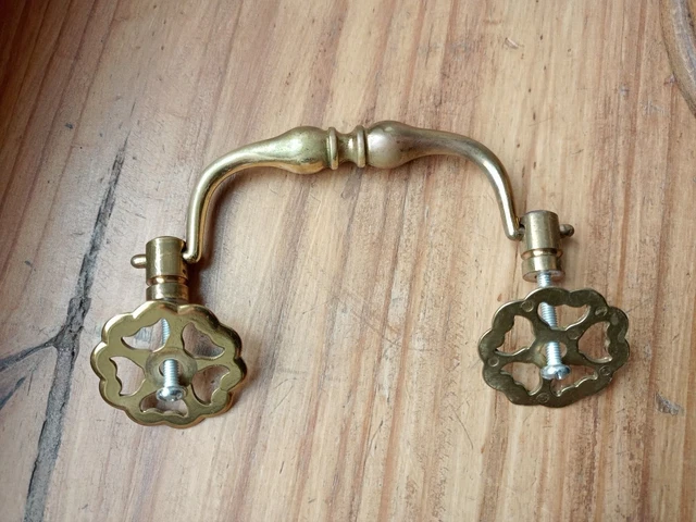 Ancienne poignée de tête de bride ronde argent alpaga 5/8 po