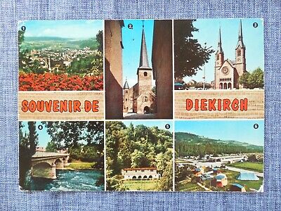 Vintage Diekirch Luxembourg Souvenir Postcard 1979 posted Eglise St. Laurent