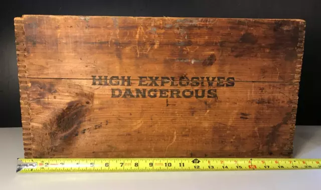 Vintage HIGH EXPLOSIVES Dovetailed Wood Box - TROJAN POWDER CO. - ALLENTOWN, PA