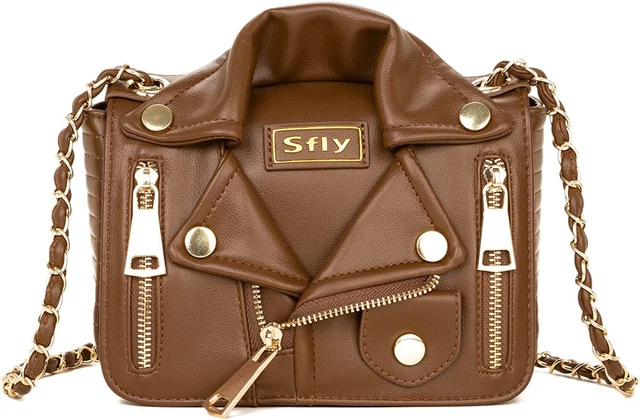 Unique Women Chain Strap Shoulder Bag Evening Handbag In Brown Jacket Shape Unique Women Chain Strap Shoulder Bag Evening Handbag In Brown Jacket Shape