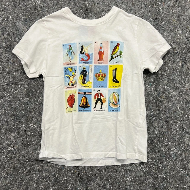 Forever 21 T Shirt Womens White Mexican Bingo Tee Casual Graphic Design