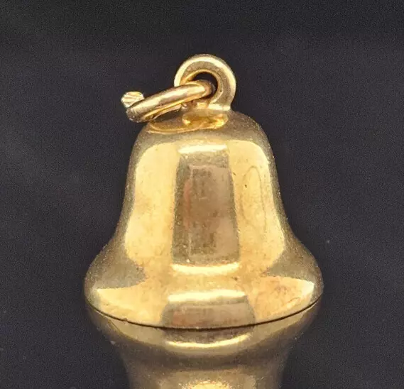 Antique 14K Gold Sloan ~3D JINGLE BELL~ Charm Pendant