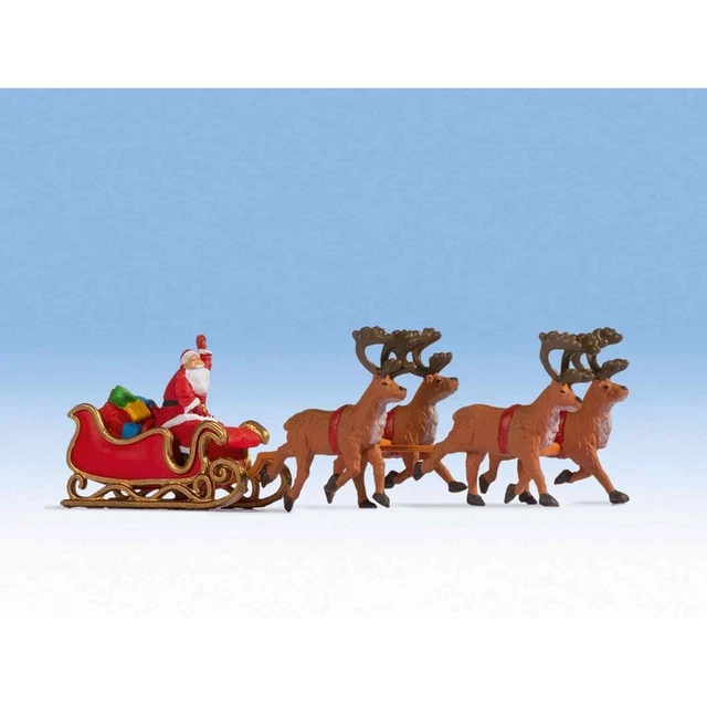 Noch 15924 1/87 H0 Personnages Figurines Pere Noel Son Traineau Et Ces Rennes Ho