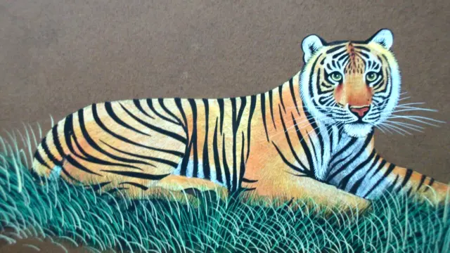 Indian Miniature Painting wildfife Tiger