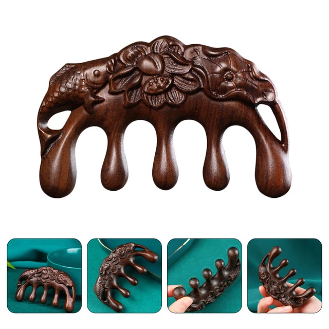 Peigne de de Massage Du Cuir Chevelu en Bois: 6 PCS Wide Tooth Anti