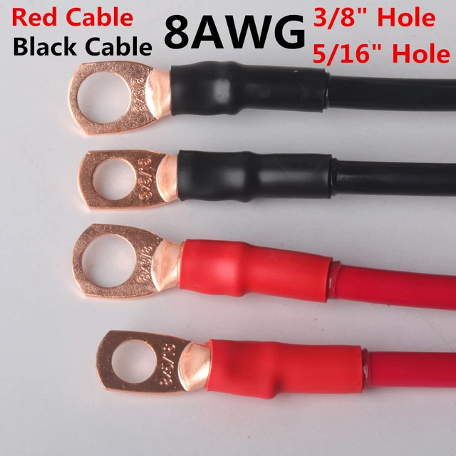 8AWG Copper Lug 3/8",5/16" Battery Cable Power Wire Car, Marine, Inverter, RV