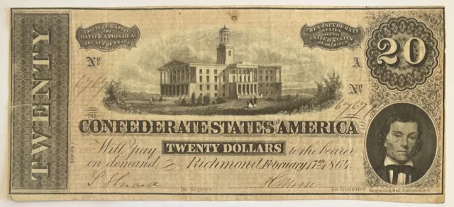 1864 $20 Confederate States of America Richmond Note