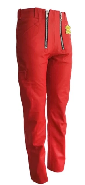 *NUOVI* PANTALONI DI PELLE Zimmermann in pelle bovina anilina rossi tg.32 (pollici usa)