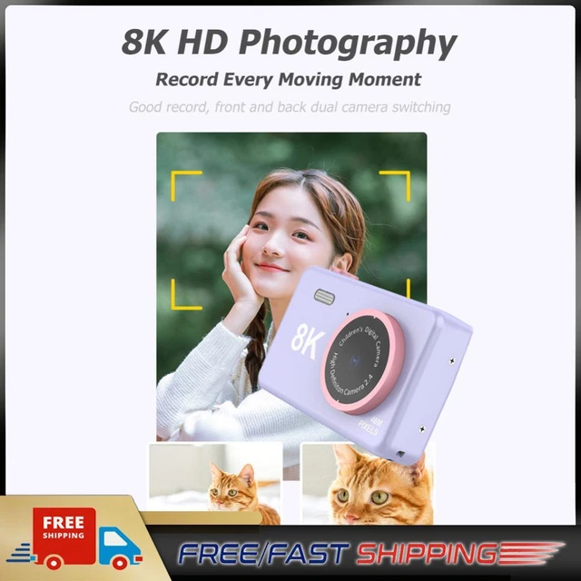 80MP 2.4 inch HD Screen Kids Digital Video Photo Camera with 32GB Card (Purple)