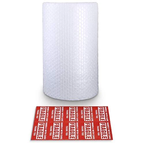 Bubble Cushioning Wrap Rolls, 3/16" x 12" x 15' ft Total, Transparent