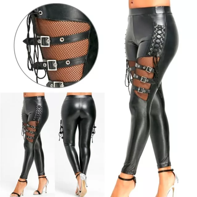 Neu Kit Keuchen Kunstleder Leggings PU-Leder Punk Skinny Nagelneu