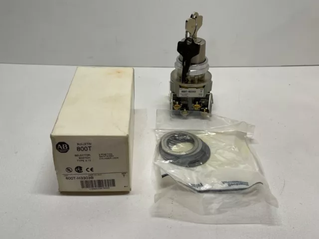 Allen-Bradley 800T-H3303B Selector Switch 2-Position Maintained Cylinder Lock