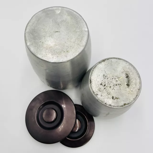 Brushed Aluminum Canister With black lid Sugar and Coffee Made In Japan 3