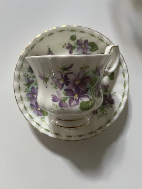 Royal Albert Flower of the Month  Tea Cup & Saucer February “Violets”