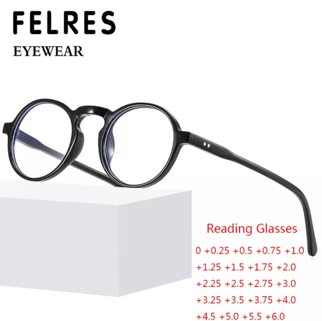 Men Women Round Blue Light Blocking Reading Glasses Clear Lens Classic Glasses