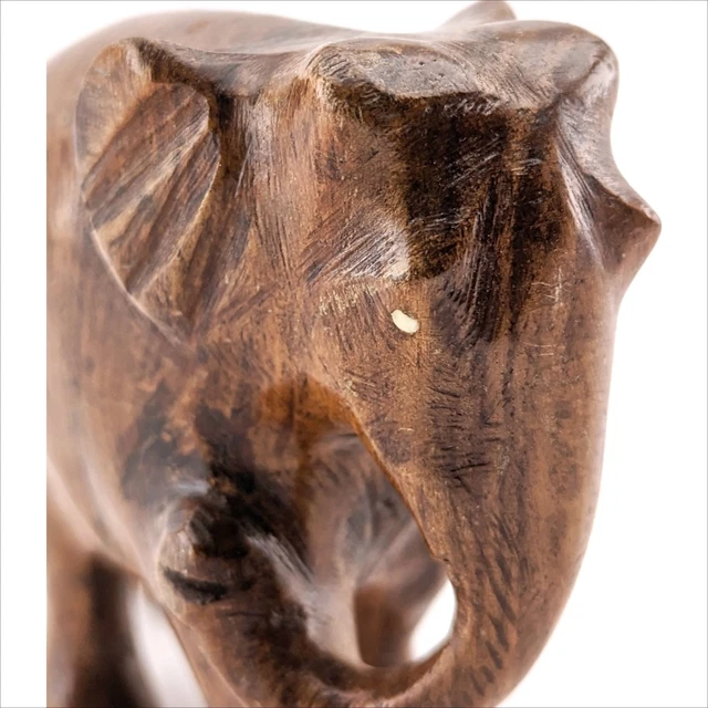Wood Carved Elephants Four Inches Tall