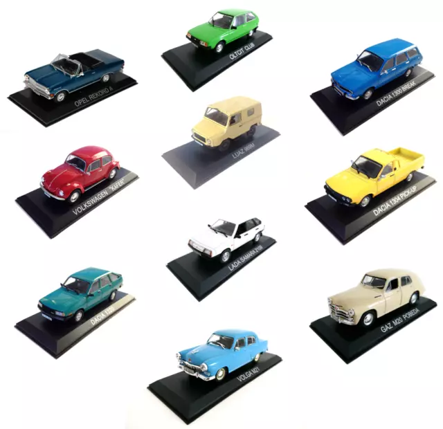 Lot de 10 Voitures Miniatures 1/43 Opel Lada Dacia Deagostini Model car LBA15