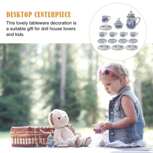 TEA SET DOLLHOUSE Teapot with Cups Mini for Miniture Decoration £8.99