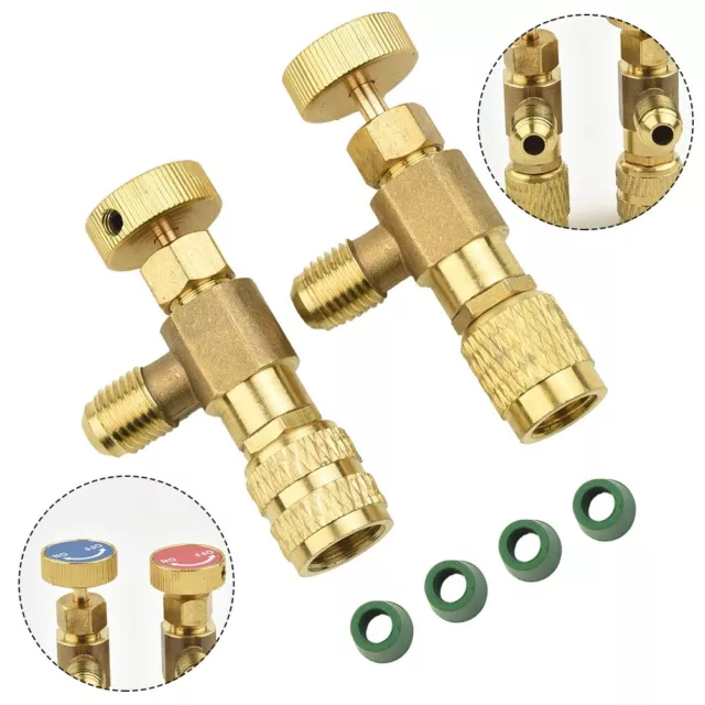 2pc R410A R22 1/4 Refrigeration Air Conditioning Charging Valve Adapter