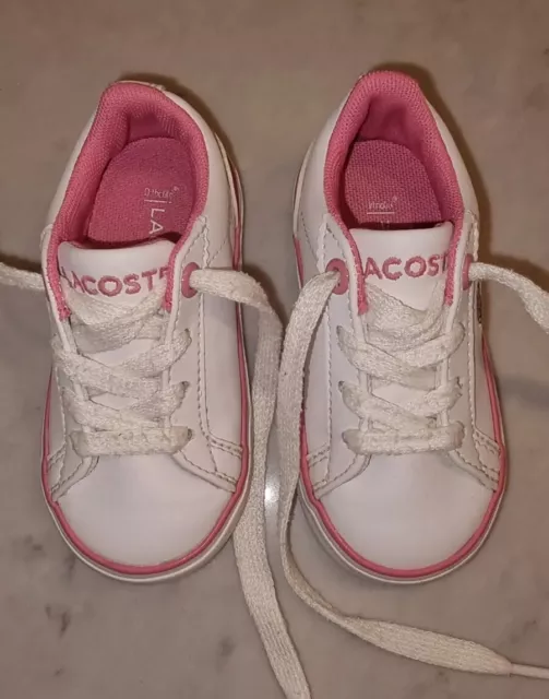 Lacoste weiß/rosa Baby Mädchen Schuhe Größe UK 3