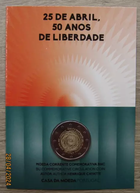 2 Euro Portugal 2024 in original Coincard : 50. Jahrestag der Nelkenrevolution