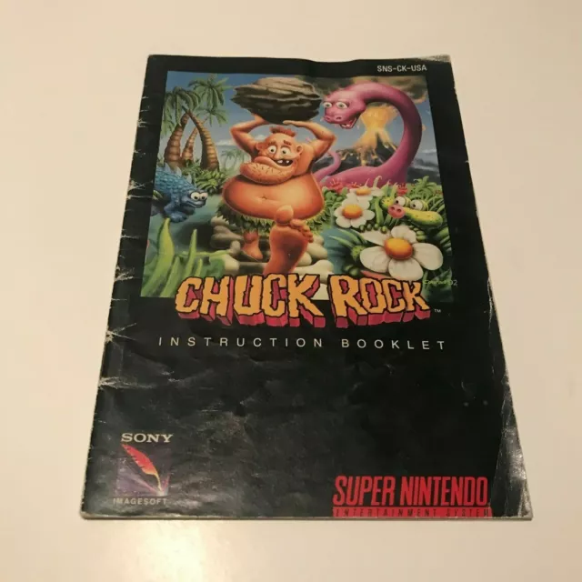 Chuck Rock Instruction Manual ONLY! (SNES, Super Nintendo) Booklet
