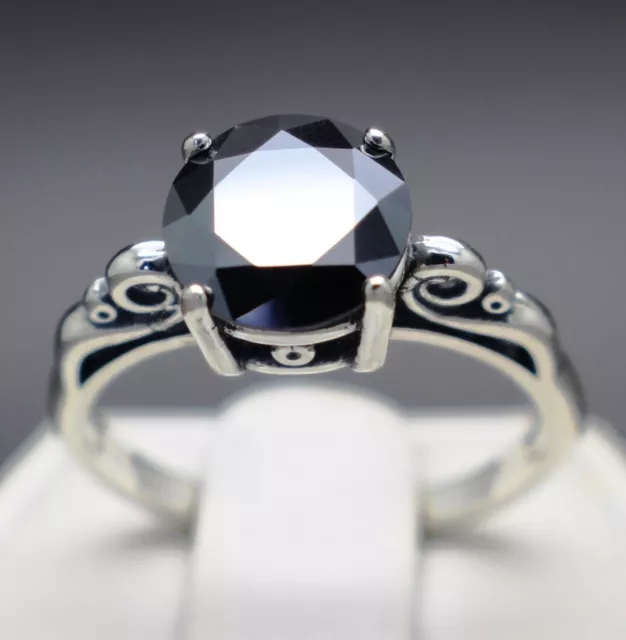 1.80cts 7.59mm Real Black Diamond Treated Ring $1560 Appraised Retail Value .. .