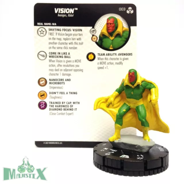 Heroclix Avengers War of the Realms set Vision #003 Common figure w/card!