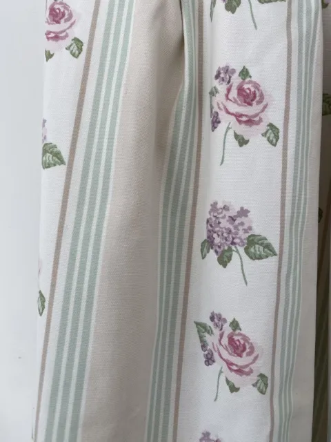 Rose Floral Stripe Lined Heavy Curtains Kitsch Rosanna Stripe 127” W X 54” D