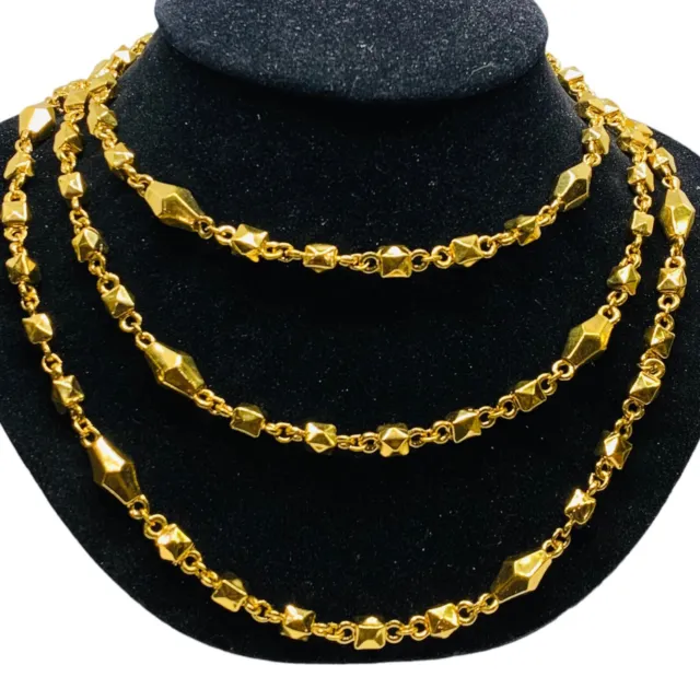 St John FACETED DIAMOND ROPE Gold Tone Long  NECKLACE 193 Grams 62”