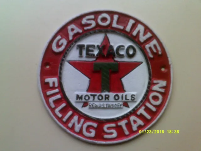 TEXACO Petrol oil `GASOLINE FILLING STATION`- Heavy Cast Metal SIGN (po)
