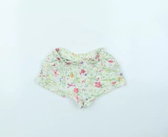 Mothercare Girls White Spotted Cotton Cut-Off Shorts Size 2 Years Regular