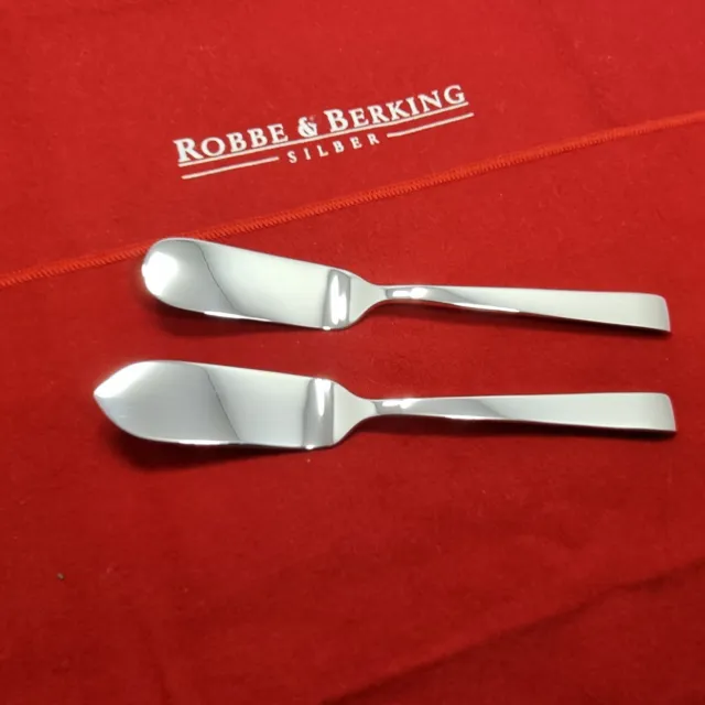 C68# R&B Robbe & Berking 2tlg.  Butter- & Käsemesser Alta Silber 925 punziert