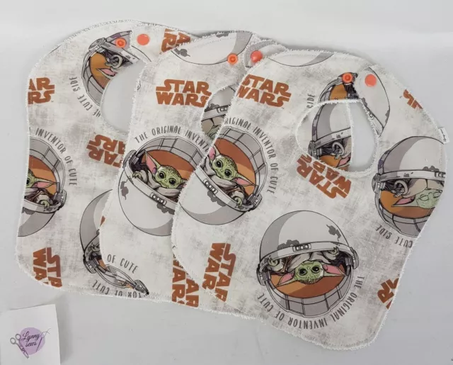 Baby Bibs Baby Yoda Grogu Star Wars Prints 3 x Pack 100% Cotton Handmade New